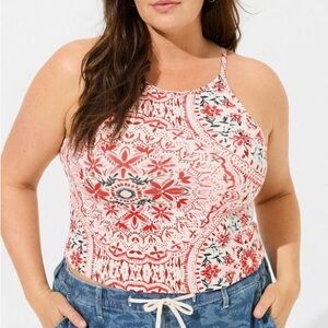 BUNDLE Torrid Women’s Solid Pink & Pink Macrame Foxy High Neck Crop Tanks Sz 2